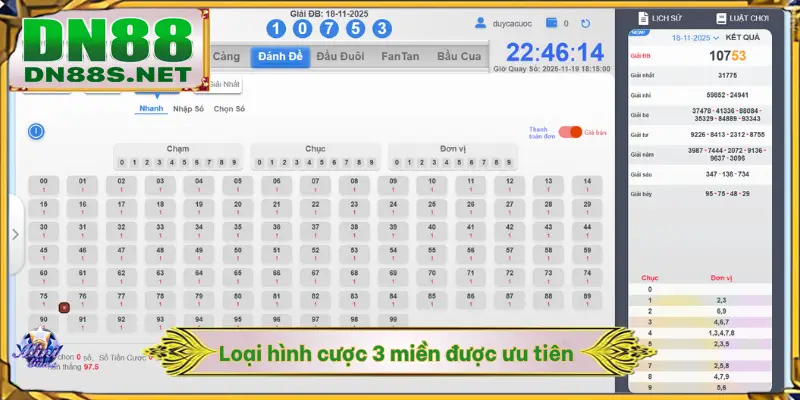 Loại hình cược 3 miền được ưu tiên