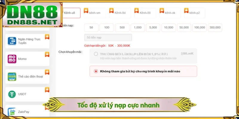 Tốc độ xử lý nạp cực nhanh