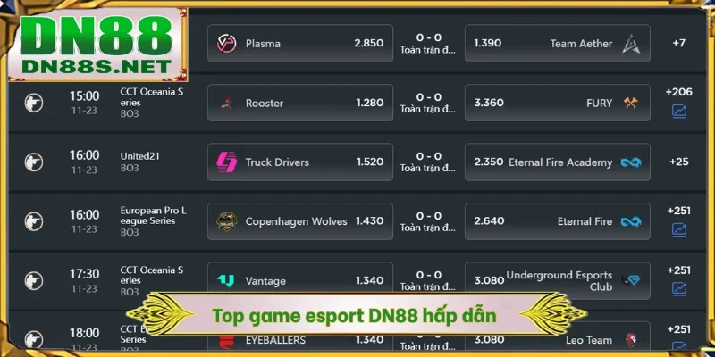 Top game esport DN88 hấp dẫn